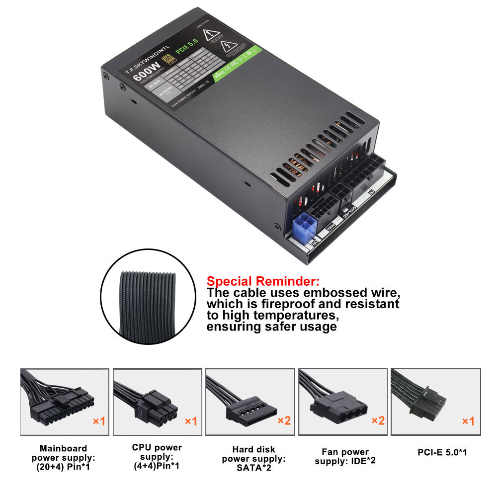 مزود طاقة ATX 3.0 PCI-E Gen5 F - مراجعة Flex Atx Power Supply 600W 1U وسعره